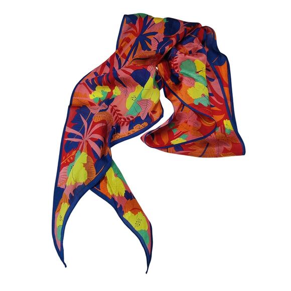 Oscar de la Renta Multicolor Floral Scarf - Picture 4 of 7